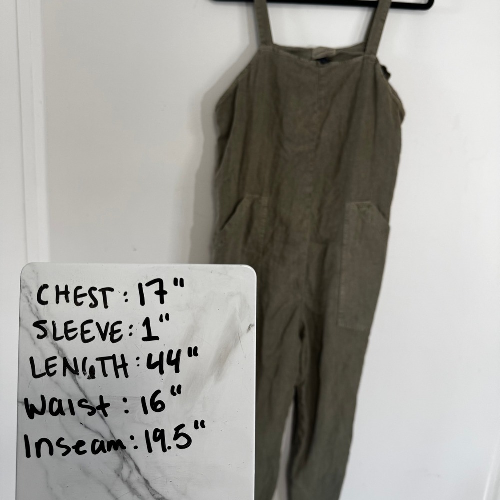 Universal Thread Jumpsuit Women M Olive Green Linen Blend Overall Wide Leg Boho - Picture 8 of 8